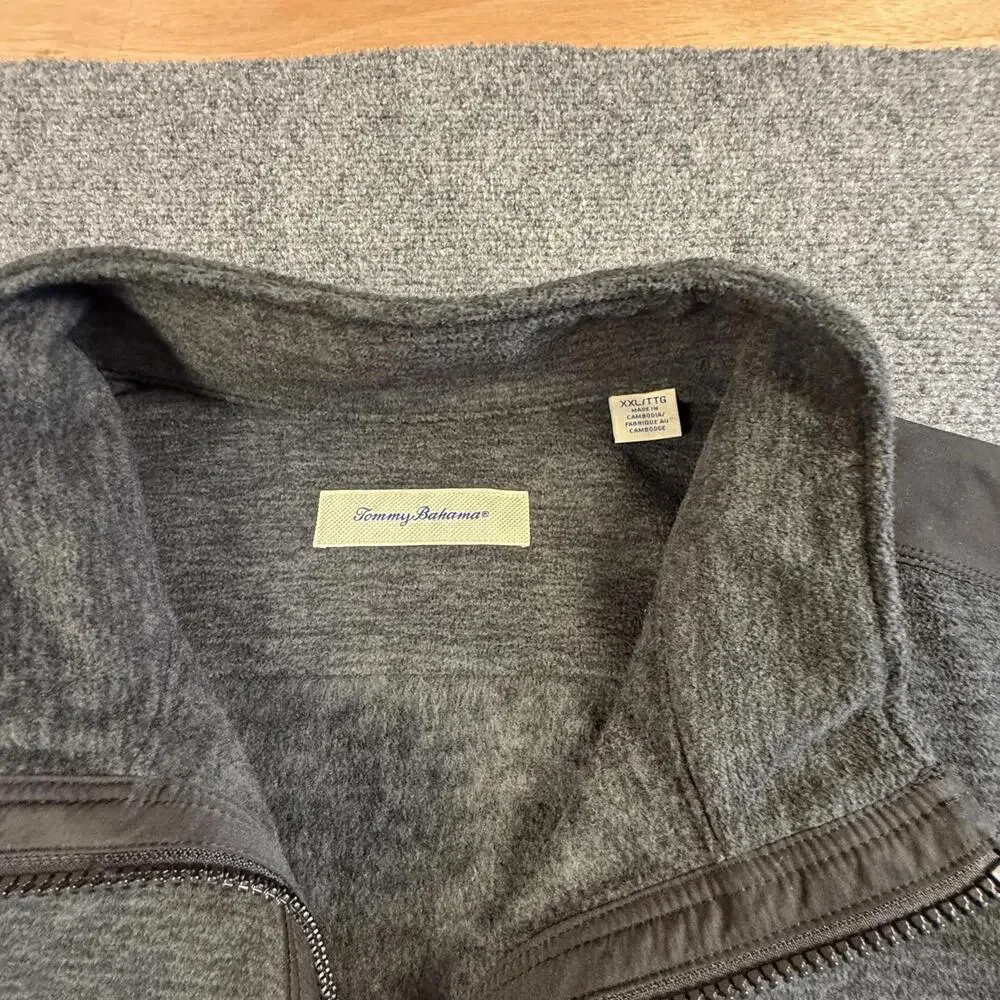 Tommy Bahama Men's Gray Quarter-Zip Pullover Fleece‎ Sweater XXL #1830